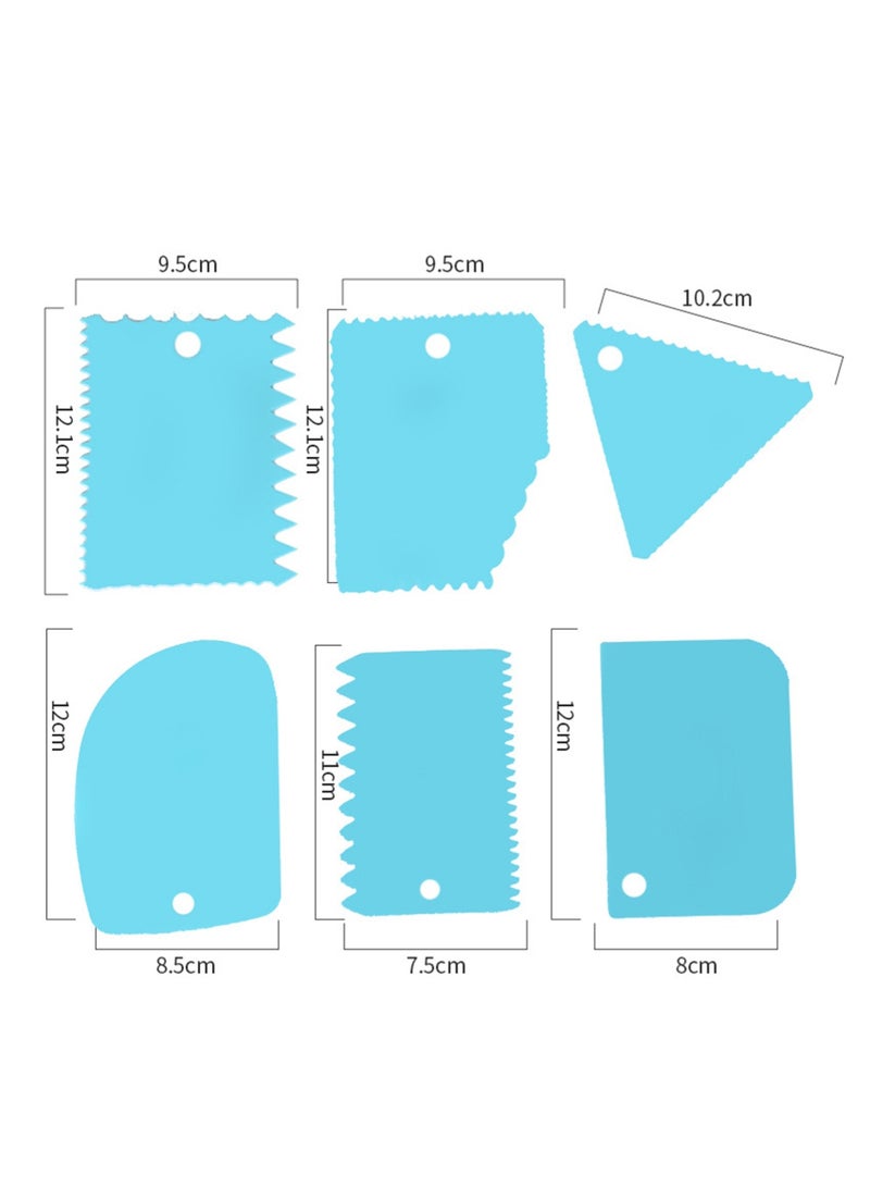 YOONISPRO 6 Piece Cake Scraper Edge Decorating Cutters Set Blue 12cm - Image 1