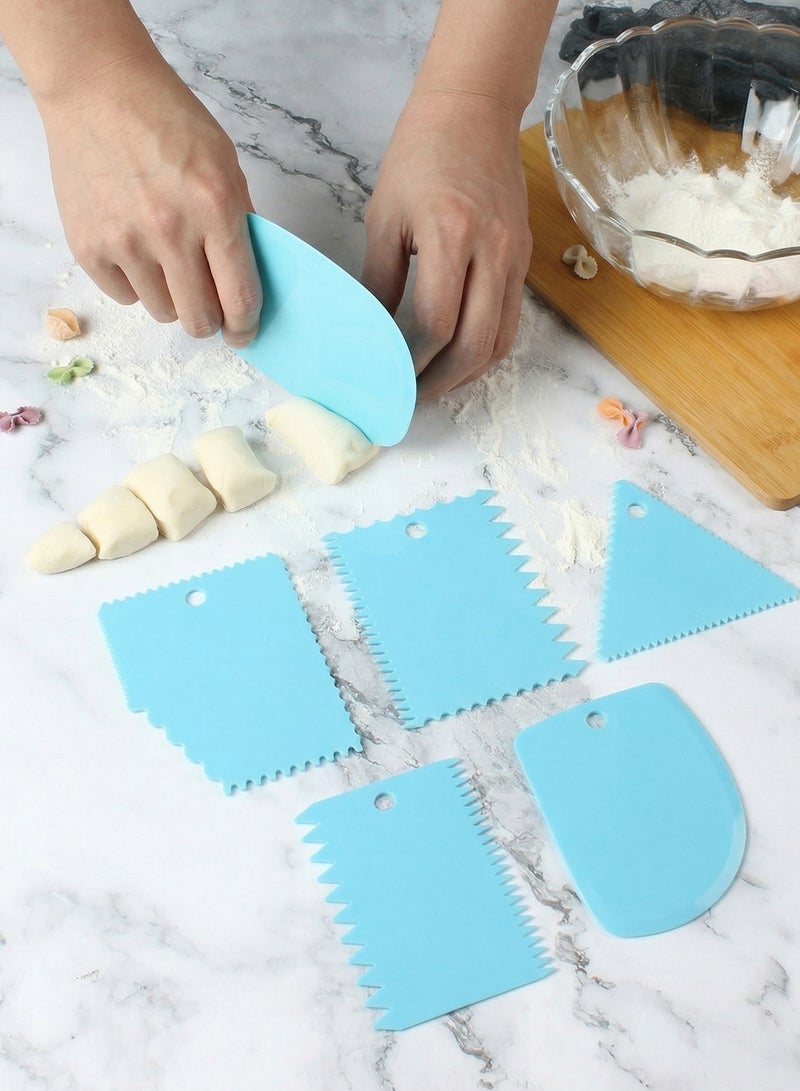 YOONISPRO 6 Piece Cake Scraper Edge Decorating Cutters Set Blue 12cm - Image 1