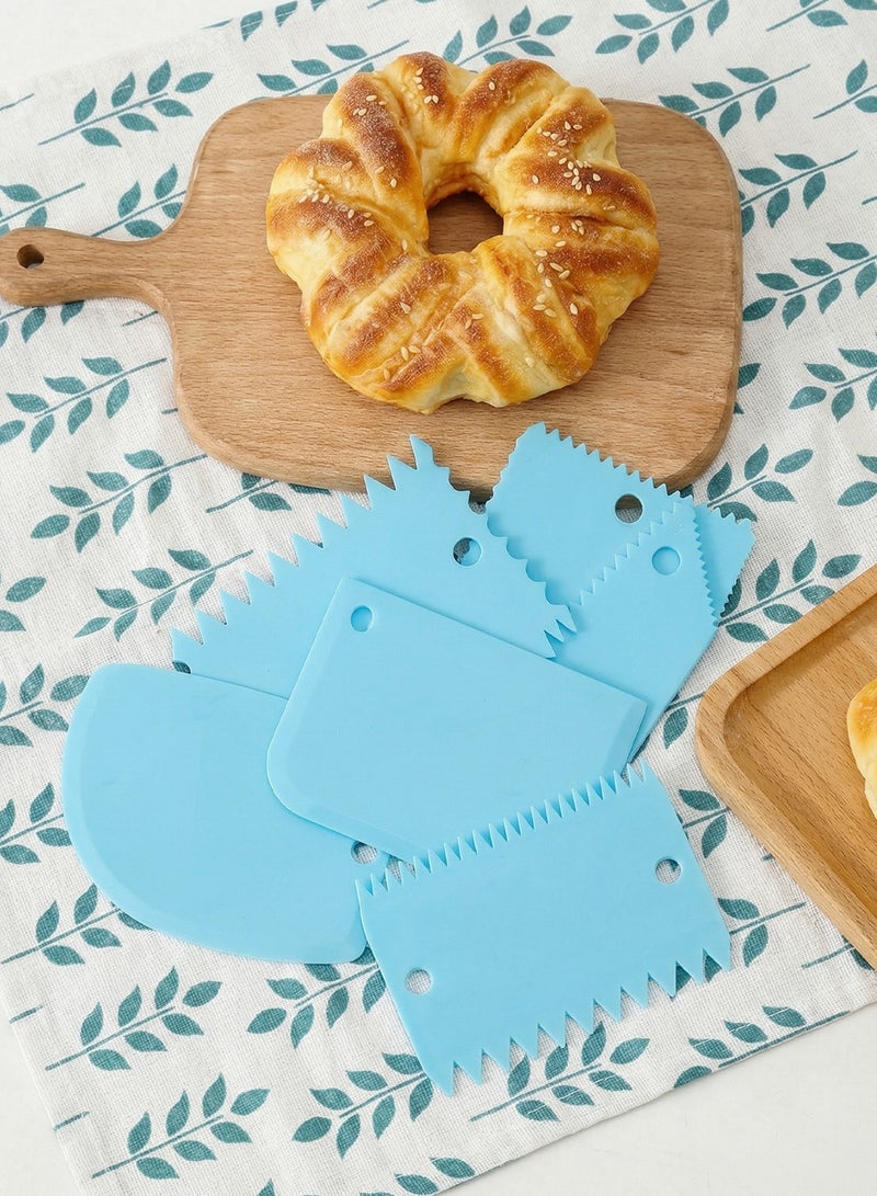 YOONISPRO 6 Piece Cake Scraper Edge Decorating Cutters Set Blue 12cm - Image 5