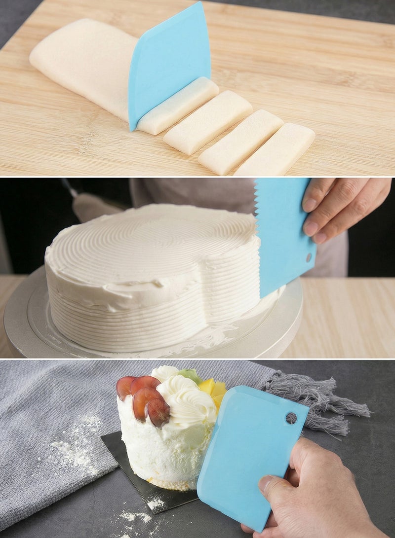 YOONISPRO 6 Piece Cake Scraper Edge Decorating Cutters Set Blue 12cm - Image 2