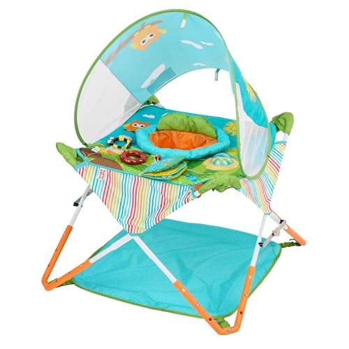 Bright Starts Pop N Jump Portable Baby Jumper Foldable IndoorOutdoor Baby Jumper with Owl Forest Sensory Activities Ages 612 Months - Image 1