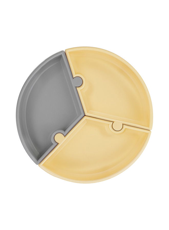 Minikoioi Puzzle Plate - Yellow/Grey