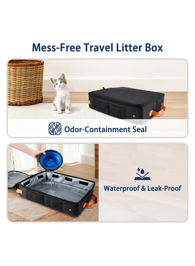 MORAIS Portable Travel Litter Box for Cats, 17.7"×13.5"×11" Collapsible Cat Litter Box with Lid, Leak-Proof Cat Litter Pan for Car Hotel Airplane, Waterproof & Easy to Carry- Black - Image 5