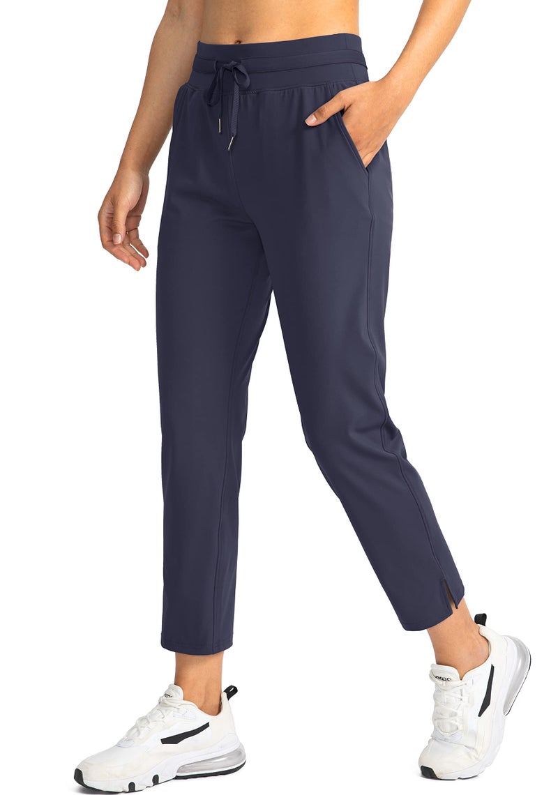 Soothfeel Women's Pants with 4 Pockets 7/8 Stretch High Waisted Sweatpants Travel Athletic Work Golf Pants for Women(Navy Blue, Large) - Image 1