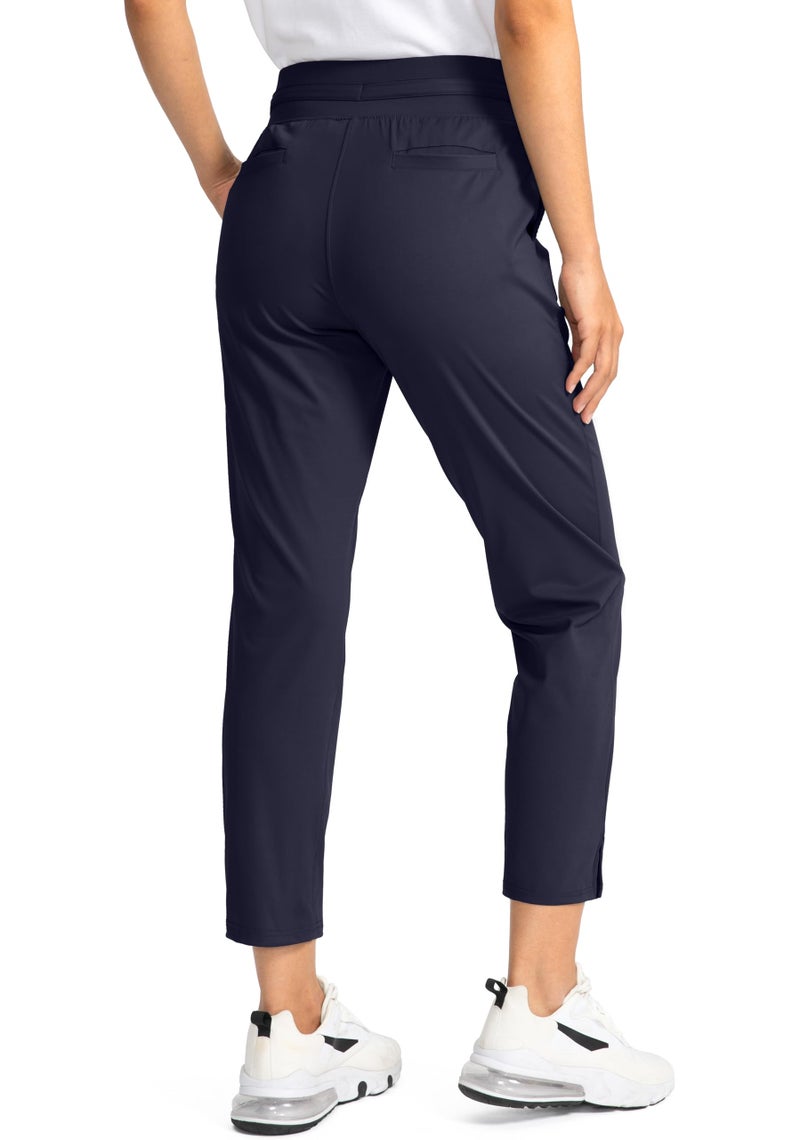 Soothfeel Women's Pants with 4 Pockets 7/8 Stretch High Waisted Sweatpants Travel Athletic Work Golf Pants for Women(Navy Blue, Large) - Image 3