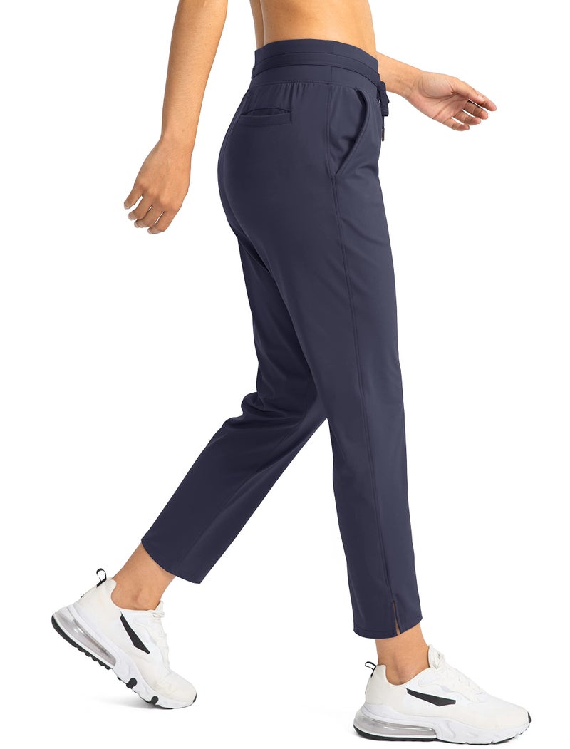 Soothfeel Women's Pants with 4 Pockets 7/8 Stretch High Waisted Sweatpants Travel Athletic Work Golf Pants for Women(Navy Blue, Large) - Image 2