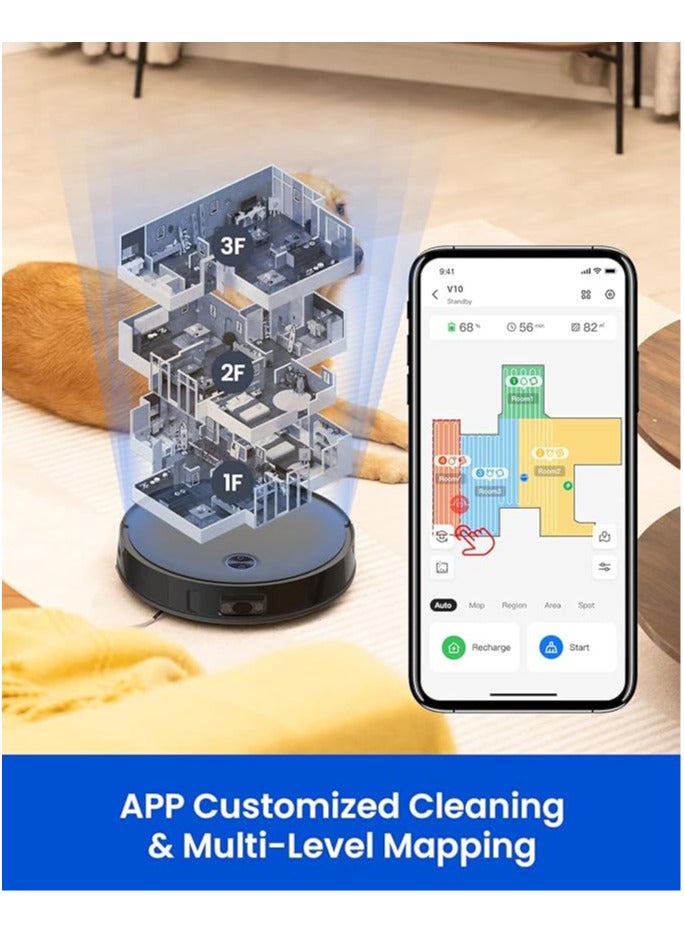 Proscenic V10 Robot Vacuum Cleaner 2 in 1 PathPro™ Laser Assisted Navigation Sonic Washer App/Alex/Siri/IFTTT Control Ideal for Carpets/Floors/Pet - Image 2