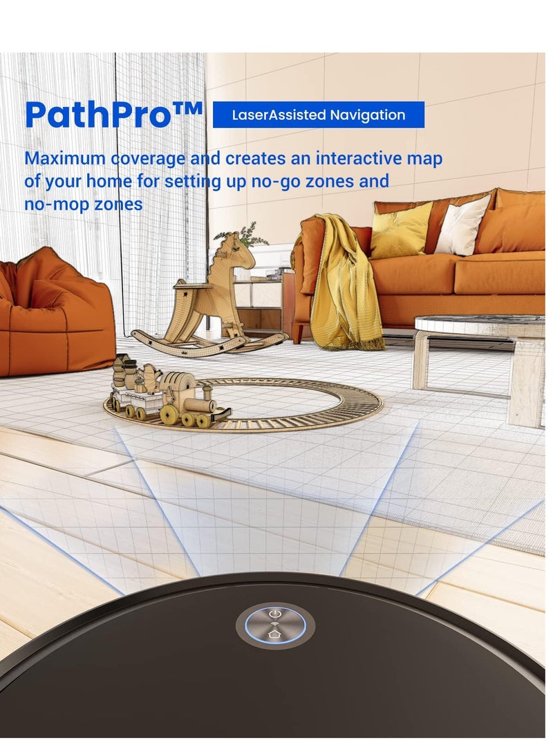 Proscenic V10 Robot Vacuum Cleaner 2 in 1 PathPro™ Laser Assisted Navigation Sonic Washer App/Alex/Siri/IFTTT Control Ideal for Carpets/Floors/Pet - Image 5
