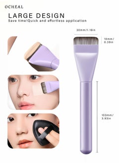 OCHEAL Flat Foundation Brush for Liquid Makeup,Ultra Thin Liquid Foundation Brush Premium Makeup Face Brush for Blending, Cream, Thin Foundation Brush Makeup Tool Face Foundation Flat Brush-purple  - Image 3