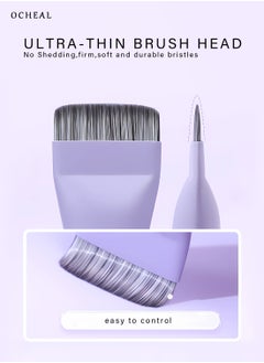 OCHEAL Flat Foundation Brush for Liquid Makeup,Ultra Thin Liquid Foundation Brush Premium Makeup Face Brush for Blending, Cream, Thin Foundation Brush Makeup Tool Face Foundation Flat Brush-purple  - Image 2