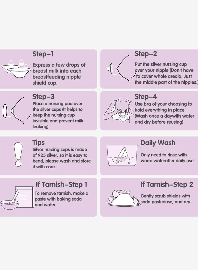 Sharpdo 925 Silver Nipple Shields, Breast Shields for Nursing Newborns, Nipple Covers to Protect Nursing Nipples - Image 5