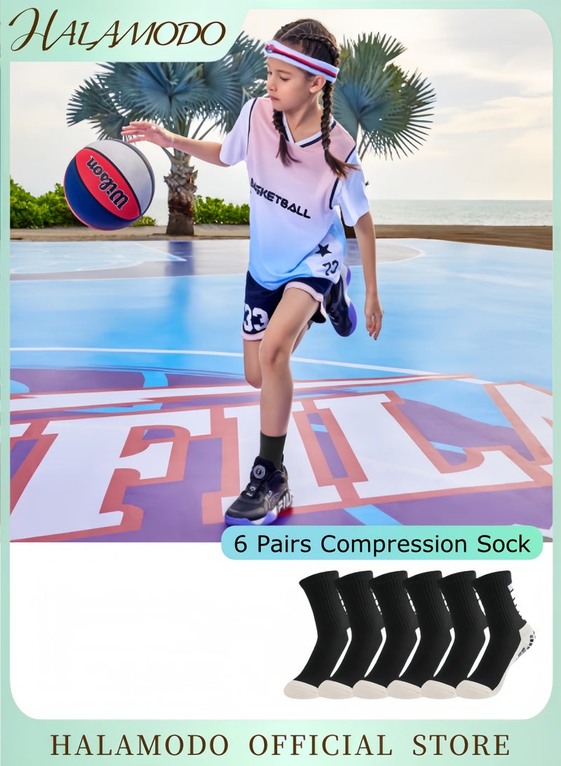 HALAMODO 6 Pairs Compression Socks for Women & Men Fitness Compression Socks Long Socks Breathable Knee High Socks Support for Athletic & Running & Cycling - Image 1