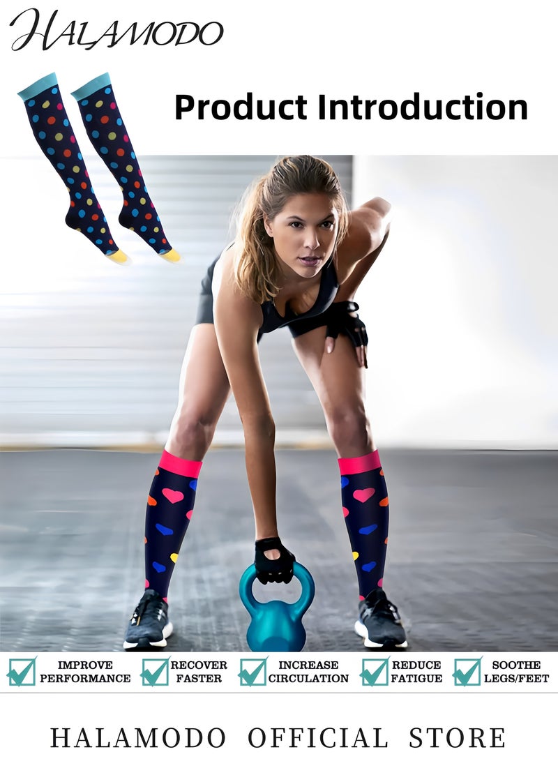HALAMODO 6 Pairs Compression Socks for Women & Men Fitness Compression Socks Long Socks Breathable Knee High Socks Support for Athletic & Running & Cycling - Image 3