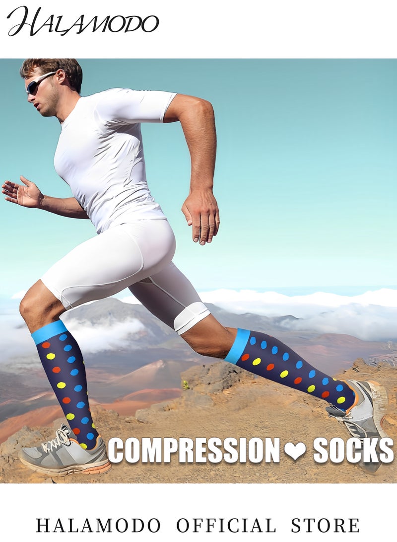 HALAMODO 6 Pairs Compression Socks for Women & Men Fitness Compression Socks Long Socks Breathable Knee High Socks Support for Athletic & Running & Cycling - Image 5