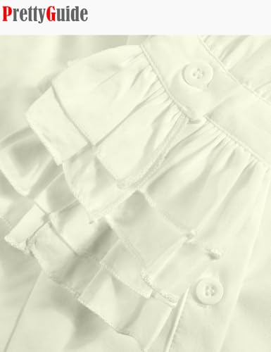 PrettyGuide Women's Vintage Victorian Lolita Shirt Retro Stand-Up Collar Lotus Ruffle Gothic Blouse Top Ivory XL - Image 4