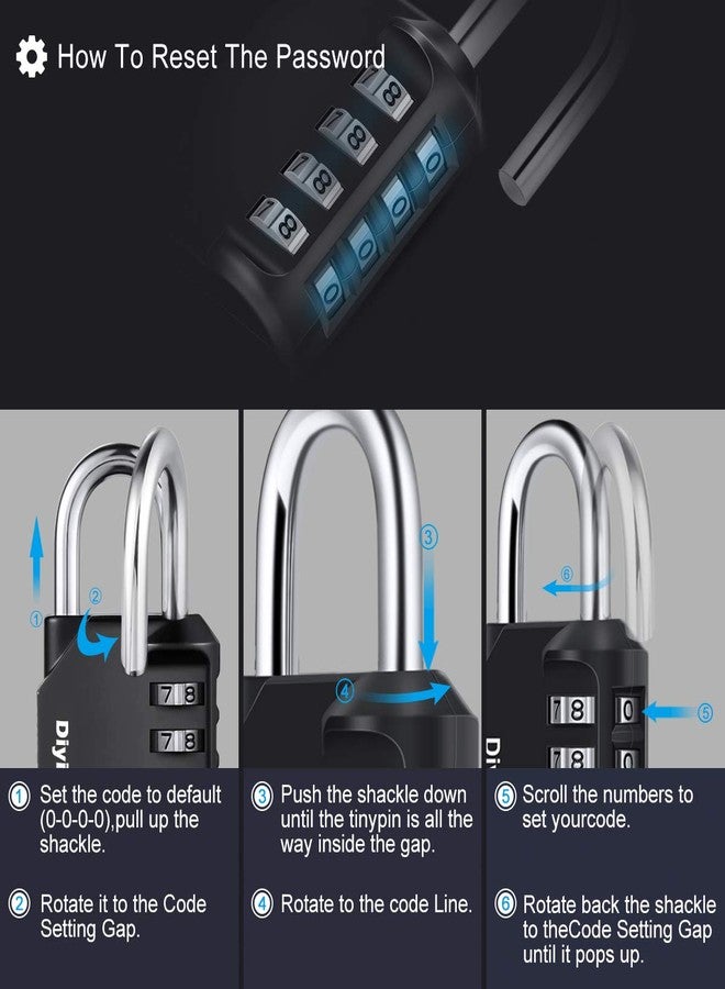 Diyife Combination Padlock, Diyife 4 Digit Locker Lock Weatherproof Lock Outdoor Combination Lock for School Gym Locker,Toolbox, Fence, Hasp, Cabinet(Black) - Image 5
