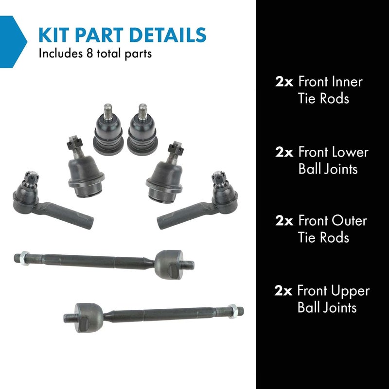 TRQ Front Steering & Suspension Kit Ball Joint Tie Rod Compatible with 2005-2018 Toyota Tacoma - Image 2