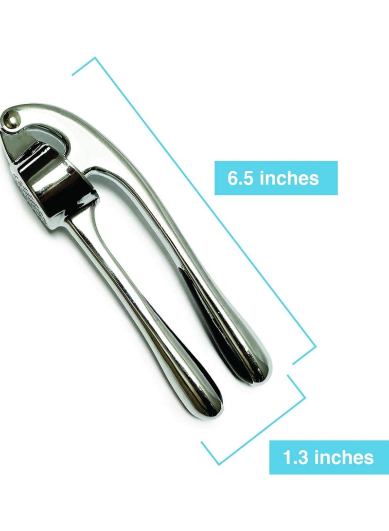 Garlic Press - Garlic Mincer Kitchen Utensils- Stainless Steel Garlic Press - Garlic Peeler , Garlic Crusher, Garlic Chopper rust resistant, durable, easy to squeeze, dishwasher safe (bright chrome)  - Image 2