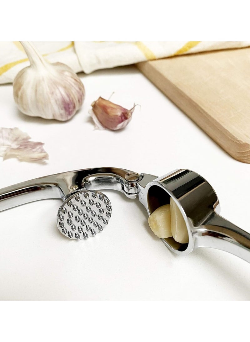 Garlic Press - Garlic Mincer Kitchen Utensils- Stainless Steel Garlic Press - Garlic Peeler , Garlic Crusher, Garlic Chopper rust resistant, durable, easy to squeeze, dishwasher safe (bright chrome)  - Image 4
