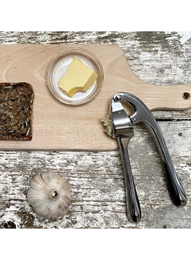 Garlic Press - Garlic Mincer Kitchen Utensils- Stainless Steel Garlic Press - Garlic Peeler , Garlic Crusher, Garlic Chopper rust resistant, durable, easy to squeeze, dishwasher safe (bright chrome)  - Image 5