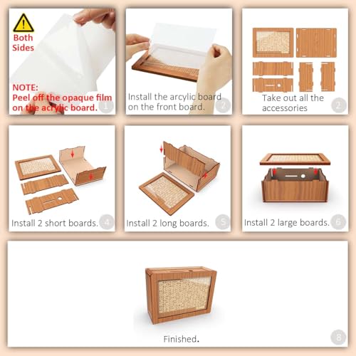 CYANLUX Piggy Bank for Adults Kids, Wooden Mony Bank Cash Vault Money Saving Box with Counter $10000 Savings Challenge Money Bank with Money Target and Numbers (Brown $10000) - Image 4