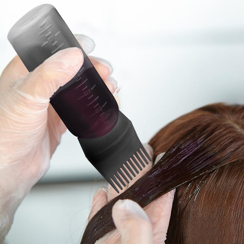 ELANE 4 Pack Root Comb Applicator Bottle,Hair Oiling applicator,Oil Comb Applicator,Hair Bottle Applicator for Hair Dye Shampoos Hair Salons. (Black+white+purple+pink) - Image 4