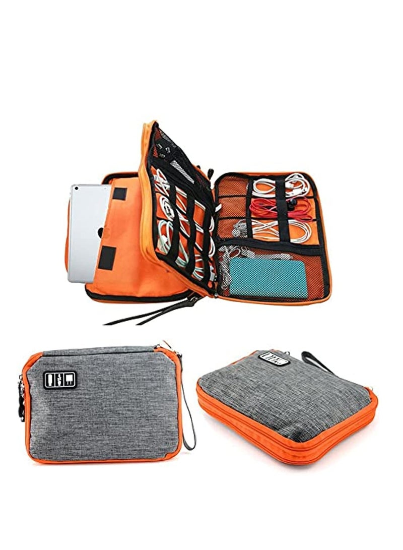 Double Layer Electronic Travel Gadget Bag Cord Organizer Case for USB Cable/SD Card/Hard Drive/Charger/Phone and More (Grey)  - Image 3