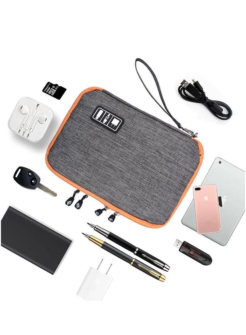 Double Layer Electronic Travel Gadget Bag Cord Organizer Case for USB Cable/SD Card/Hard Drive/Charger/Phone and More (Grey)  - Image 4