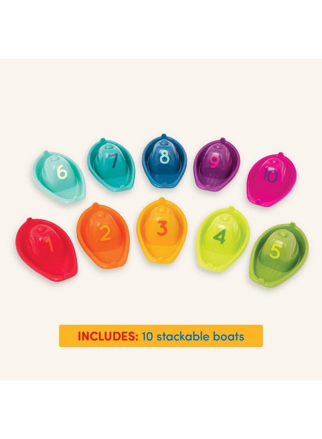 Battat - 10 Bath Boats - Numbered & Stackable Bathtime Toys - Floating Toy Boats For The Bath, Pool, Beach - Educational Toys - 6 Months + - Stackin’ Boats - Image 5