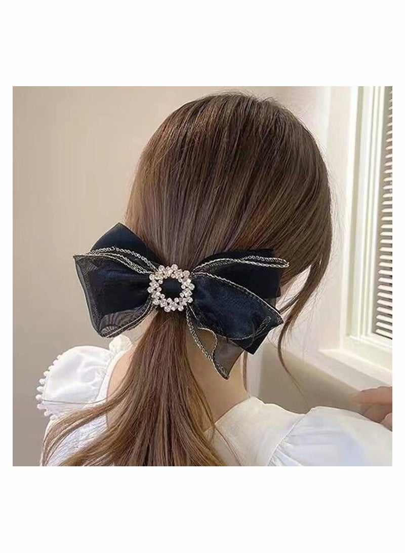2 Pack Sparkling Rhinestone Hair Tie Bows for Women Perfect for Parties Birthdays and Work Fashionable Hair Accessories - Image 4