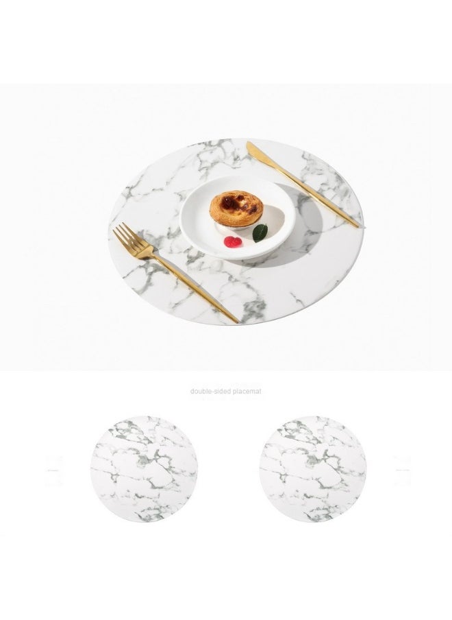NIBEMINENT 2pcs Marbled Pvc Leather Western Food Heat Insulation Mat  - Image 1