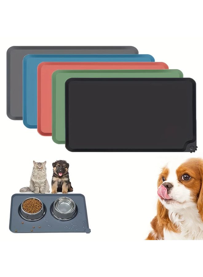 Waterproof Non Slip Pet Feeding Mat Easy Clean Pad For Cats And Dogs In Pink - Image 1