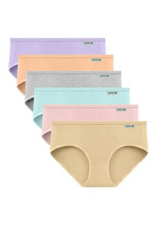 Love Bell Premium Cotton Four-way stretch Panties - MULTIPACK - Regular and Plus Sizes - Classic Briefs for Women (UAE/KSA, Alpha, M, Regular, Regular, Light Shades - 6 Pcs Pack)  - Image 1