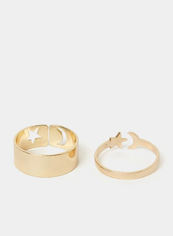 Styli Set of 2 - Star & Moon Detail Cuff Rings
