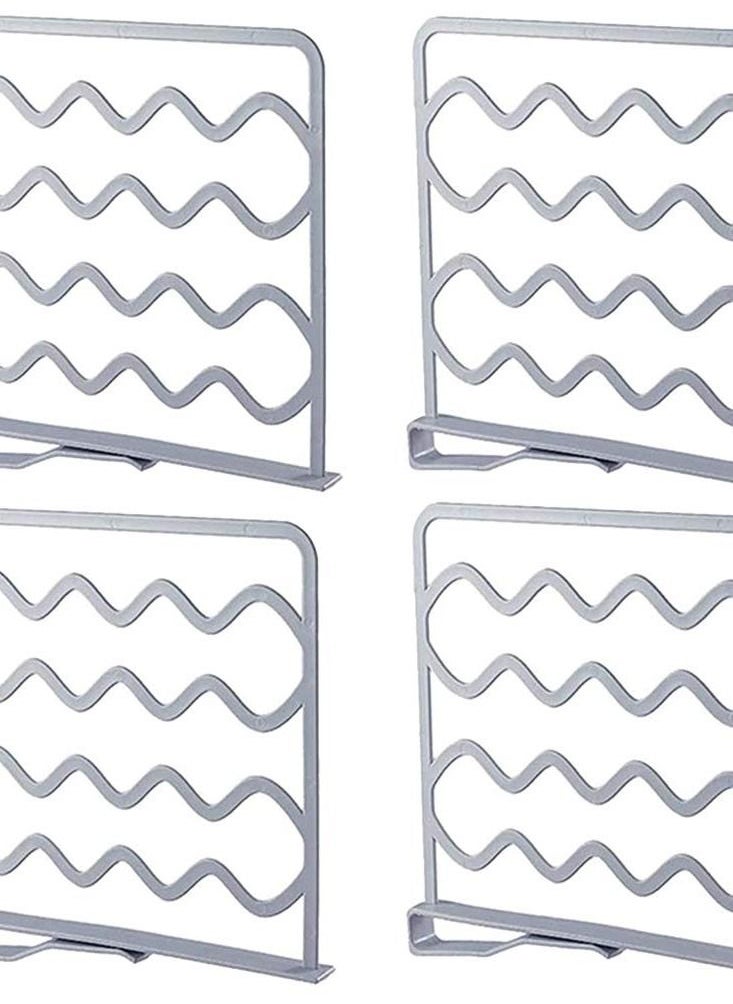 Excefore - Practical Shelf Dividers, 4 Pieces Wardrobe Partition Shelves in Grey, Space-Saving Wardrobe Storage Solution and Towel Rack for Organizing - Image 1