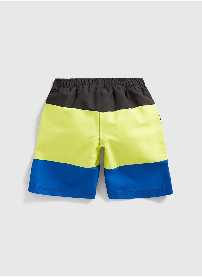 mothercare - Lime Colour-Block Board Shorts - Image 1