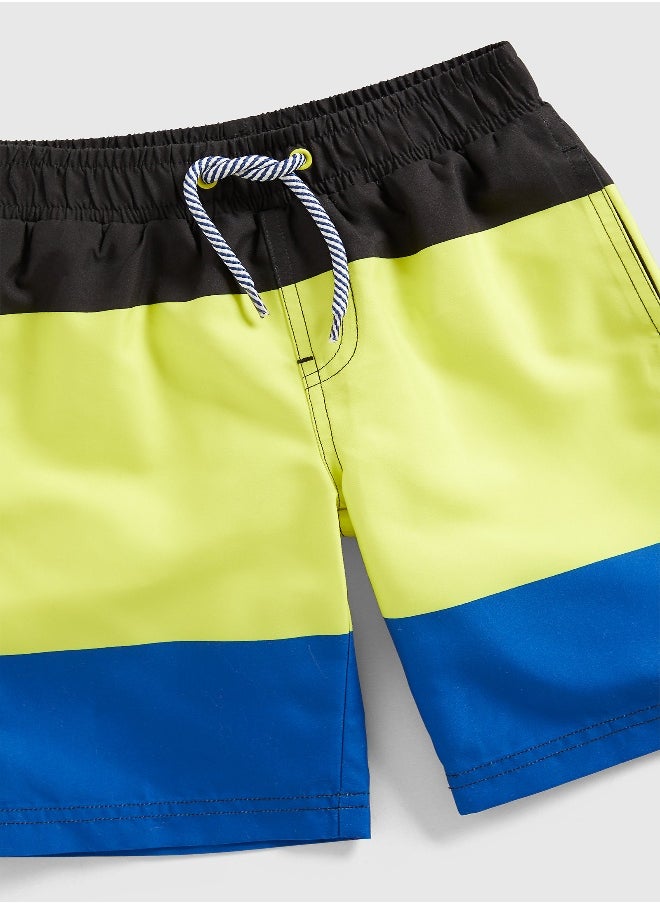 mothercare - Lime Colour-Block Board Shorts - Image 1