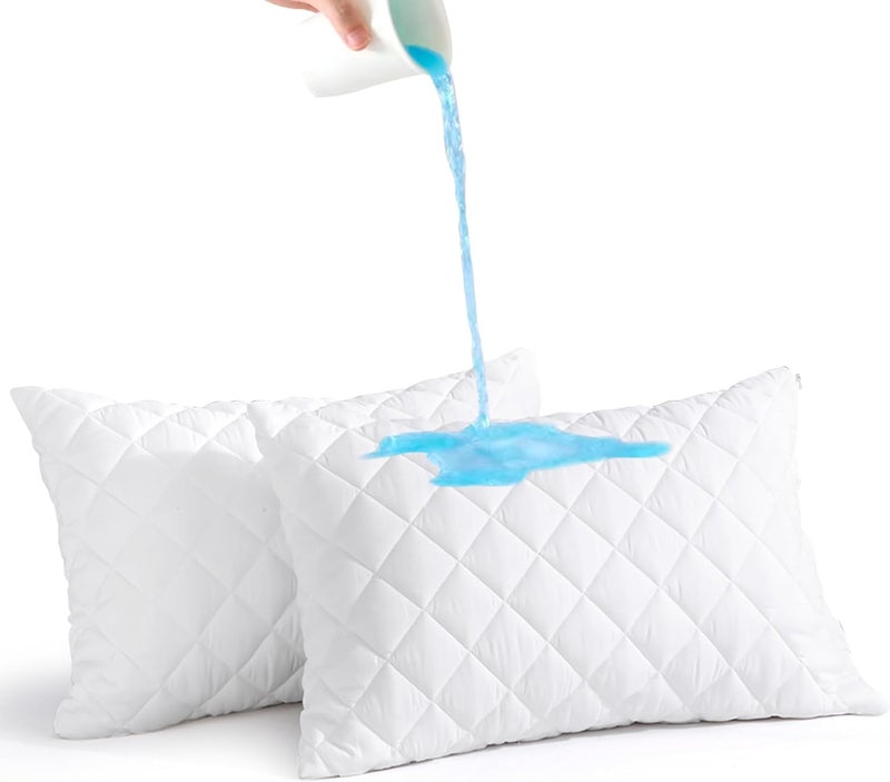 MH Traders Quilted Waterproof Pillow Protectors Pack of 2 Pillowcase are Breathable  Hypoallergenic White Bed Pillows Cover50 x 75 cm