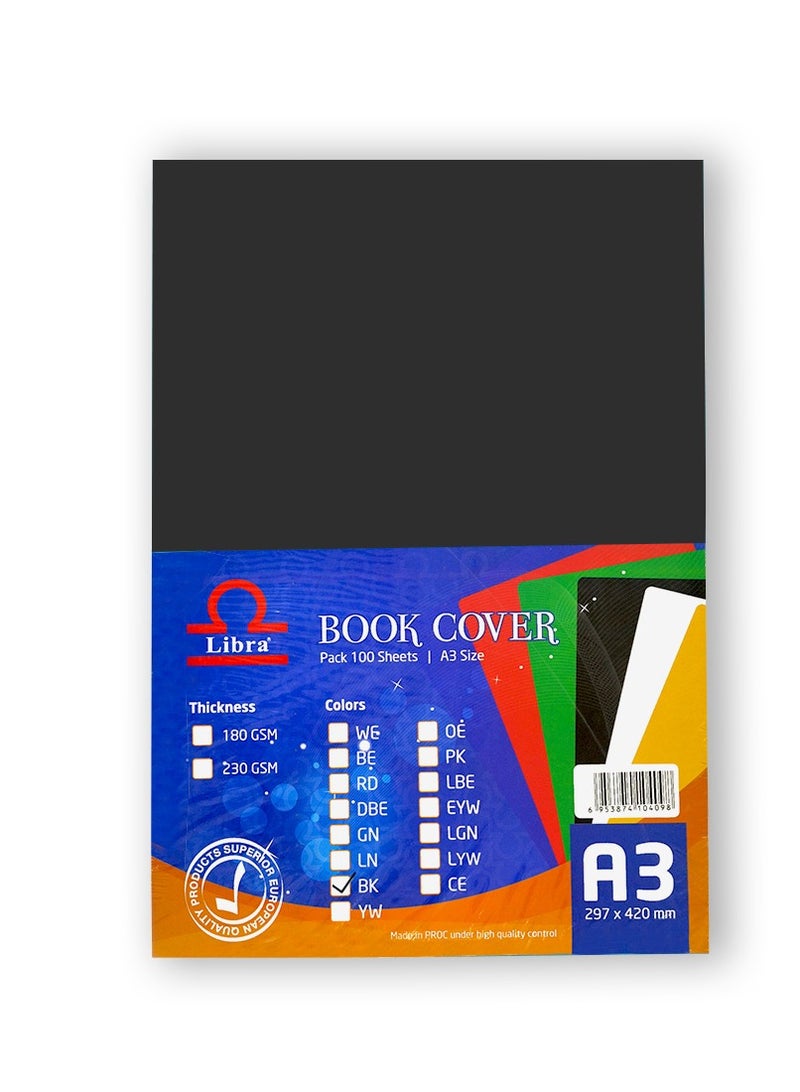 Libra Embossed Leather Board A3 230gsm Black 100 SHEET - Image 1