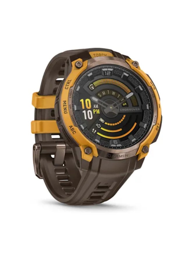 Garmin Instinct Crossover AMOLED, Rugged Hybrid GPS Smartwatch with Analog Watch Hands and Bright AMOLED Display, Bronze/Sunburst with Cocoa Silicone Band Bronze - Image 3