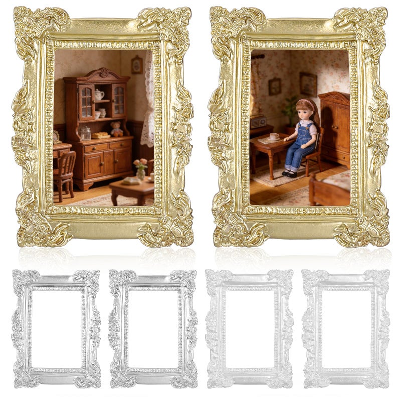HOMSFOU 6pcs Photo Frame Ornaments Diy Phone Case Decor Mini House Picture Frame Decorative Photo Frame Small Picture Frames Exhibit Picture Frame Antique Photo Frame Collage Resin Vintage - Image 1