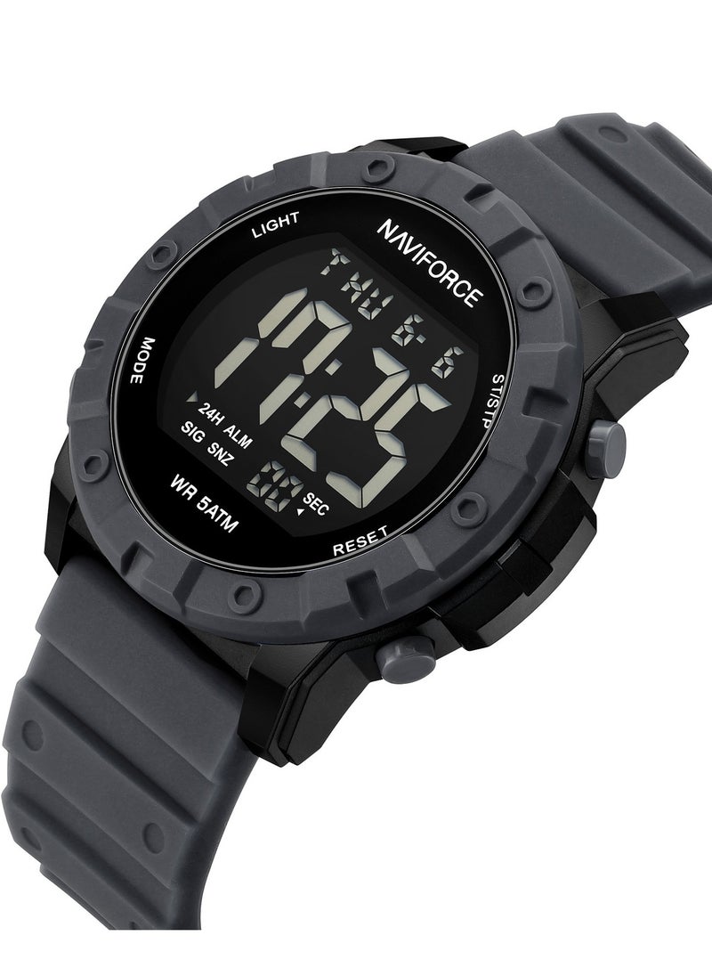 NAVIFORCE Fumed Silica Strap Multifunctional Digital LCD Wrist Watch For Men NF7110 B/GY/GY  - Image 2