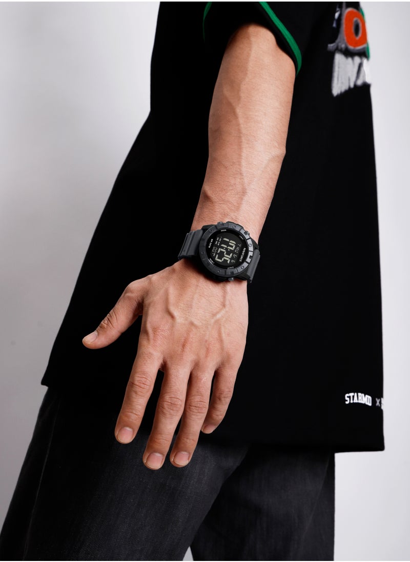 NAVIFORCE Fumed Silica Strap Multifunctional Digital LCD Wrist Watch For Men NF7110 B/GY/GY  - Image 3