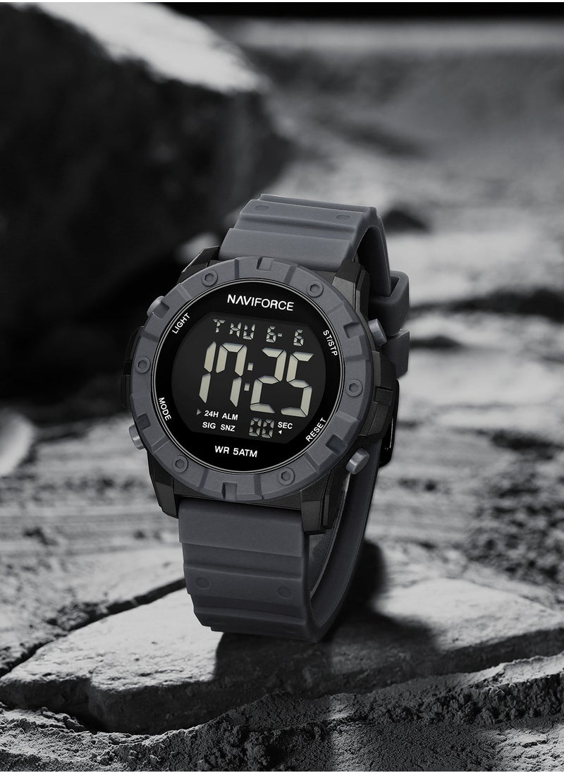 NAVIFORCE Fumed Silica Strap Multifunctional Digital LCD Wrist Watch For Men NF7110 B/GY/GY  - Image 5