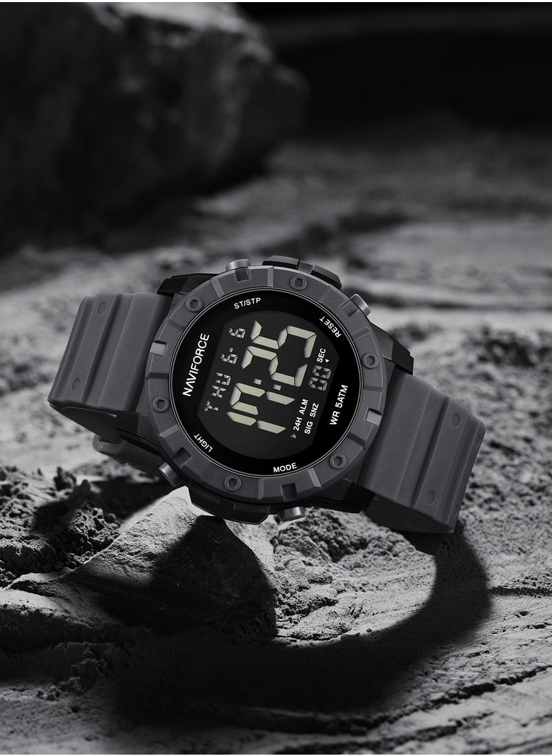 NAVIFORCE - Fumed Silica Strap Multifunctional Digital LCD Wrist Watch For Men NF7110 B/GY/GY - Image 1
