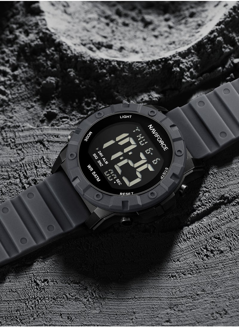 NAVIFORCE - Fumed Silica Strap Multifunctional Digital LCD Wrist Watch For Men NF7110 B/GY/GY - Image 1