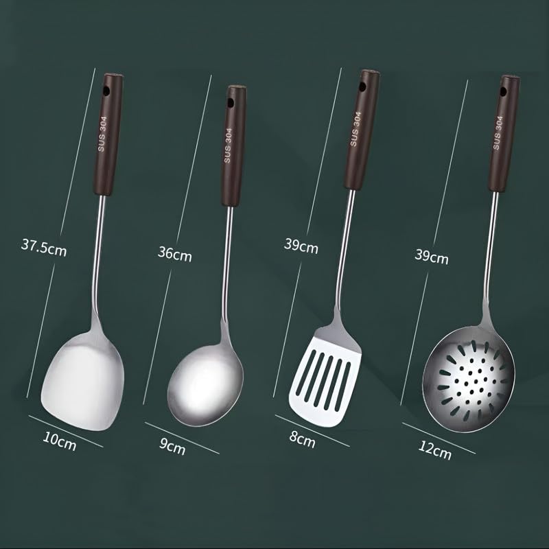 ZEUTER 1 PCS 304 Stainless Steel Skimmer Spoon – Slotted Strainer with Heat-Resistant Wooden Handle – Durable Kitchen Utensil for Cooking and Frying (15 Inches) - Image 2