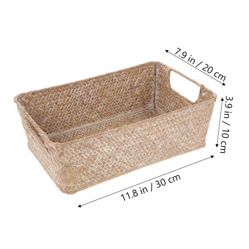 Light Straw Woven Bread Basket 30x20x10cm Multi Function Kitchen Storage Container - Image 3