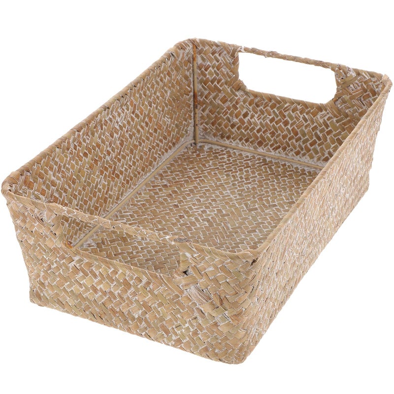 Light Straw Woven Bread Basket 30x20x10cm Multi Function Kitchen Storage Container - Image 2