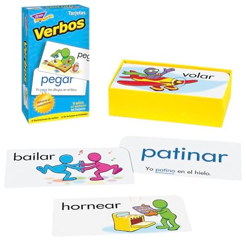 Trend Enterprises: Verbos (Spanish Action Words) Skill Drill Flash Cards, Grow Spanish Fluently, Illustraions with Words & Sample Sentence, 94 Cards Included, for Ages 6 and Up - Image 3